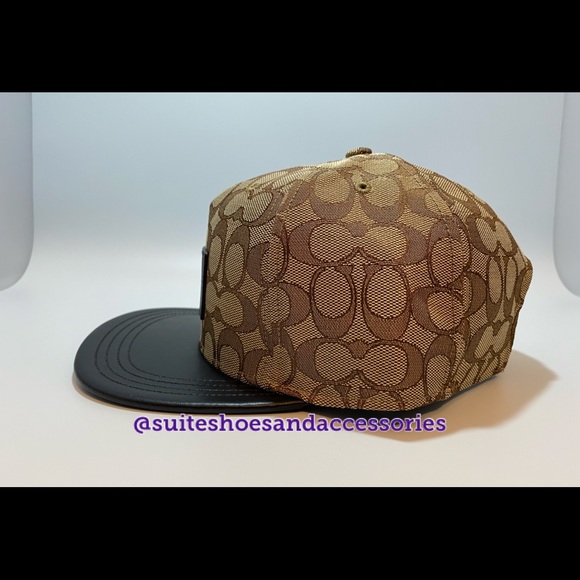 COACH SIGNATURE FLAT BRIM HAT MENS BROWN NWT - Picture 3 of 7